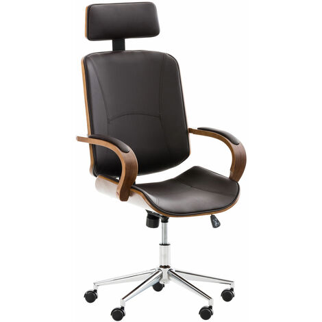 Chaise de bureau élégante en cuir écologique et chaise directionnelle moderne en bois diverses couleurs Couleur : Noix et brun