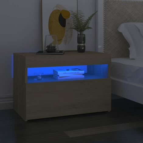 vidaXL Bedside Cabinet & LED Lights 2 pcs Sonoma Oak 60x35x40 cm (804416)