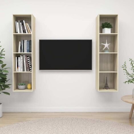 Meubles TV muraux 2 pcs Chêne sonoma Bois d'ingénierie vidaXL (1/5)