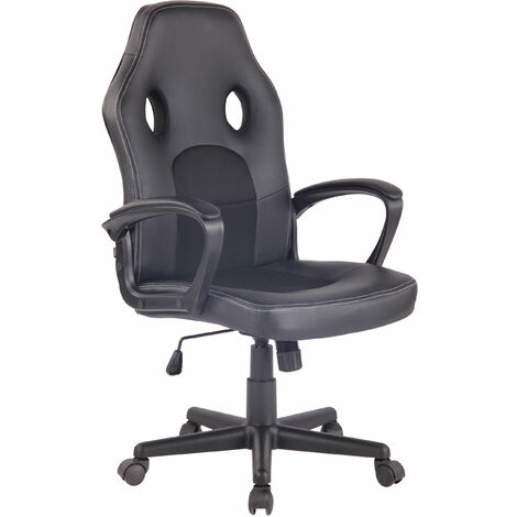 Design sportif de chaise de bureau en cuir eco avec roues hauteur réglable différentes couleurs Couleur : Noir (1/6)