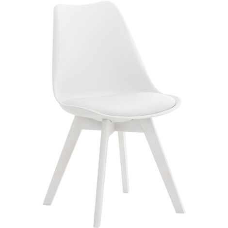 CLP – Chaise enfant moderne en cuir – Design scandinave – Piètement en bois de hêtre – Rembourrage confortable – Couleur : blanc