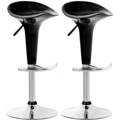 CLP – Lot de 2 tabourets de bar saddle noir – Hauteur réglable 60-81 cm – Siège en polypropylène – Pivotant 360° – Capacité 120 kg (1/6)