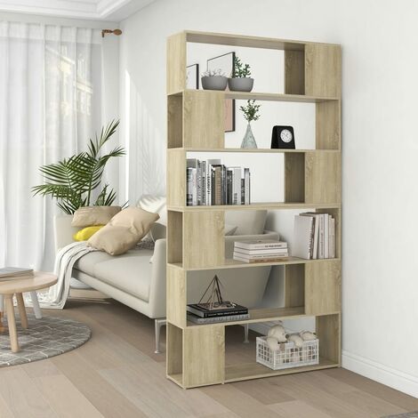 Vidaxl – Bibliothèque séparateur de pièce chêne sonoma 100x24x188 cm – Matériau bois d'ingénierie – Compartiments spacieux pour rangement