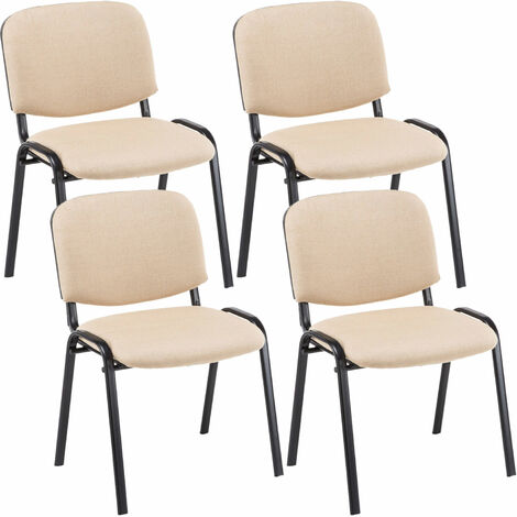 Lot de 4 chaises visiteur Ken en tissu Crème (1/3)