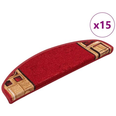 Vidaxl – Tapis d'escalier autocollants 15 pcs rouge 65x21x4 cm – 100% polyamide tufté – Antidérapants et insonorisants – Lavables