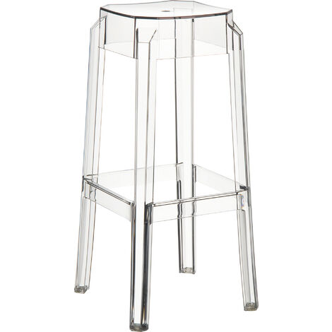 CLP – Tabouret de bar en polypropylène transparent – Hauteur 75 cm – Design moderne – Base stable à 4 pieds – Facile à nettoyer (1/2)