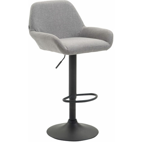 CLP – Tabouret de bar tissu gris noir avec pied en métal – Hauteur réglable 89-109 cm – Siège pivotant 360° – Confort d'assise rembourré