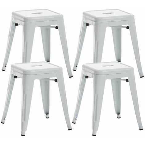Lot de 4 tabourets bas au style industriel Armin en métal Blanc