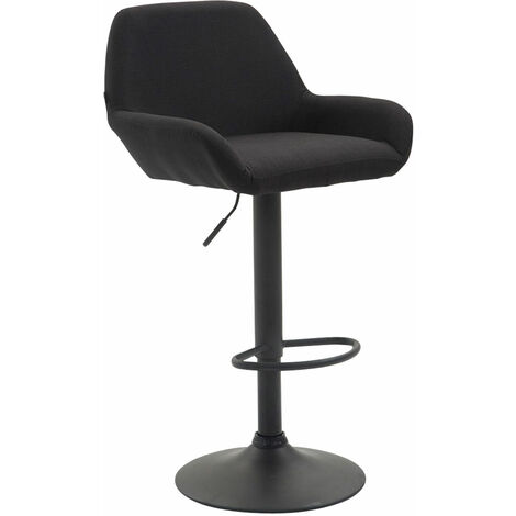 CLP – Tabouret de bar Braga tissu 100% polyester – Hauteur réglable 63-83 cm – Siège pivotant 360° – Pied en métal noir