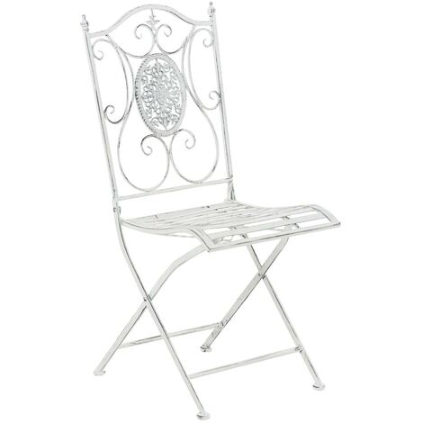 CLP – Chaise de jardin en fer forgé – Pliable avec traitement patine antique – Hauteur d'assise 42 cm – Confort optimal pour véranda et balcon (1/7)