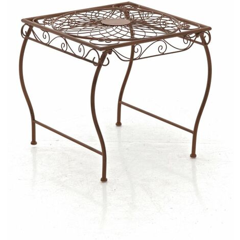CLP – Table de jardin en fer décorative – Design rustique avec motifs floraux – Dimensions 45x45cm – Hauteur 46cm – Largeur 49cm