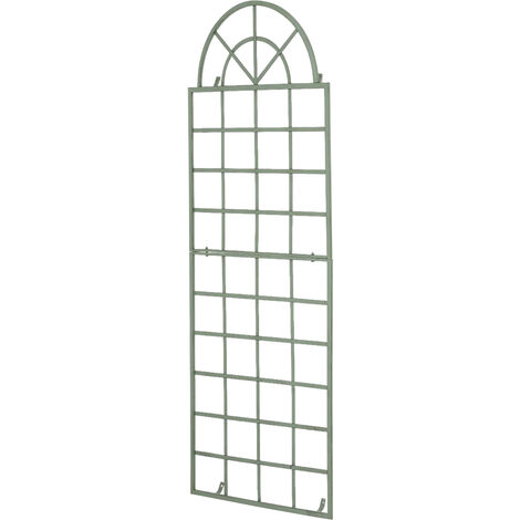 CLP – Treillage en fer avec fixation murale – Hauteur 180 cm – Largeur 70 cm – Couleur vert antique – Tuteur mural pour plantes grimpantes