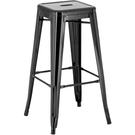 Tabouret en métal peint en poudre avec pas pratiques différentes couleurs colore : NOIR