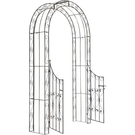 Arc de jardin avec porte de style rustique et rétro disponible en différentes couleurs colore : Bronze
