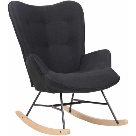 Fauteuil à bascule Sanka en tissu Noir (1/8)