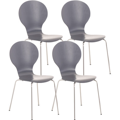 Lot de 4 chaises empilables en bois Diego Gris (1/5)