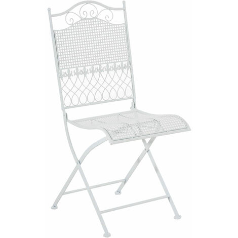 Chaise pliante de jardin avec design romantique diverses couleurs colore : Blanc