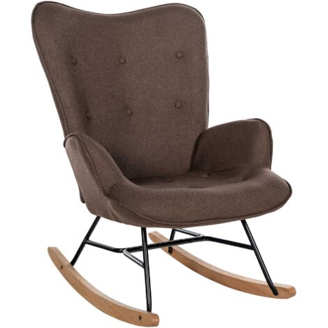 CLP – Fauteuil à bascule Sanka en tissu 100% polyester – Hauteur 98 cm – Largeur 70 cm – Dossier rembourré et coutures Chesterfield