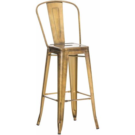 Tabouret de design industriel avec dossier métallique diverses couleurs disponibles colore : OR (1/5)
