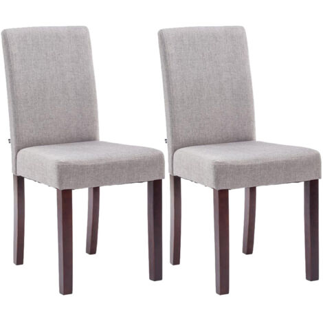 Lot de 2 Chaises de salle à manger Ina Tissu avec pieds en Bois Gris clair Cappuccino (1/5)