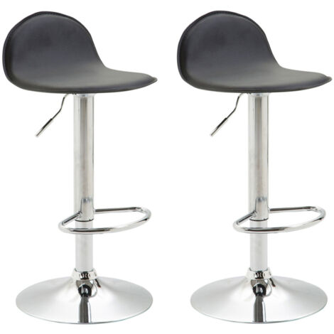 Lot de 2 tabourets de bar design Lana V2 similicuir Noir Chrome (1/5)