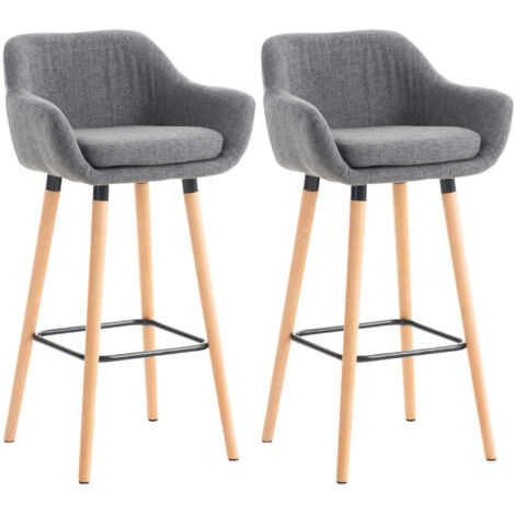 CLP – Lot de 2 tabourets de bar en tissu polyester gris clair – Hauteur d'assise 79 cm – Design moderne pour bars et cuisines