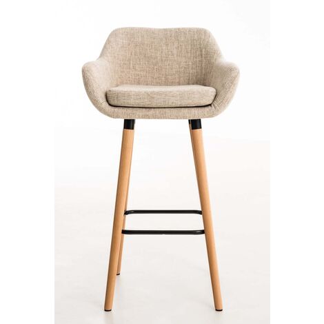 CLP – Lot de 2 tabourets de bar en tissu 100% polyester – Hauteur assise 79 cm – Dossier rembourré et accoudoirs intégrés – Confort optimal