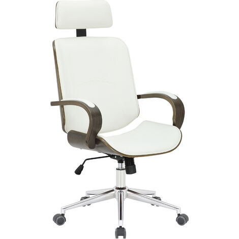 Fauteuil de bureau Dayton en Similicuir Ajustable et pivotant Blanc / Gris
