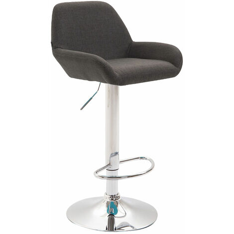 Tabouret de bar Braga tissu avec pied en métal Gris foncé Chrome