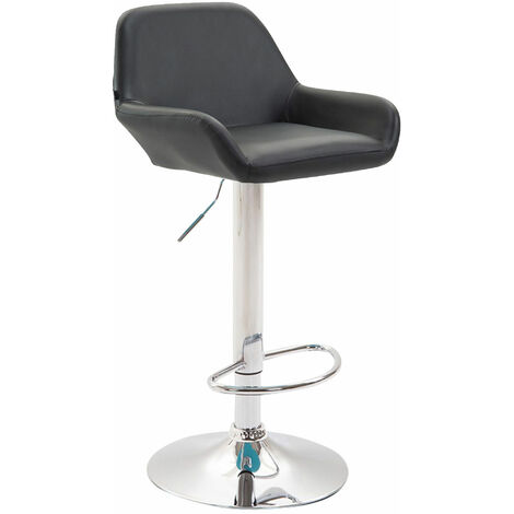 Tabouret de bar Braga similicuir avec pied en métal Noir  Chrome
