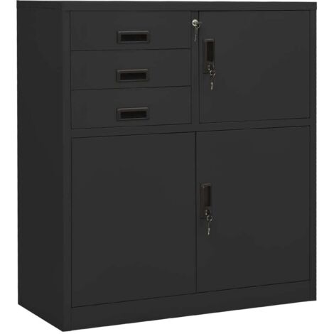 Vidaxl – Armoire de bureau anthracite 90x40x102 cm – Acier durable – Tiroirs avec glissières à billes – Étagère réglable pour rangement sécurisé