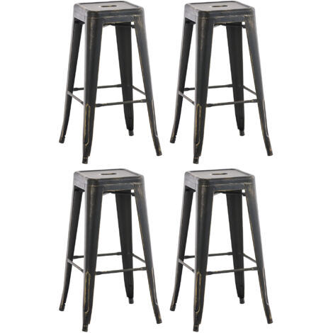 Lot de 4 tabourets de bar en métal empilables Joshua Noir-Or