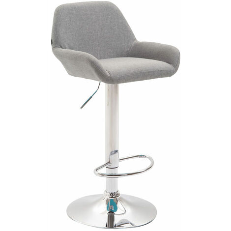 Tabouret de bar Braga tissu avec pied en métal Gris Chrome