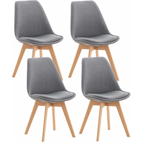 Lot de 4 chaises de salle à manger Linares Gris clair Tissu