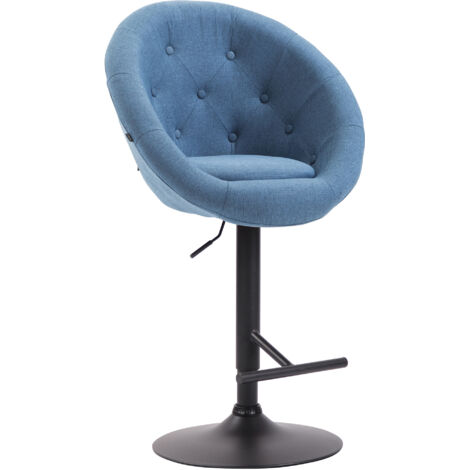Tabouret de bar London V2 en tissu avec Pied et Repose-pieds en métal Bleu Noir (1/5)