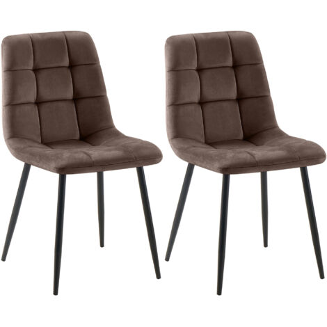 Lot de 2 chaises de salle à manger Tilde Marron Velours (1/5)