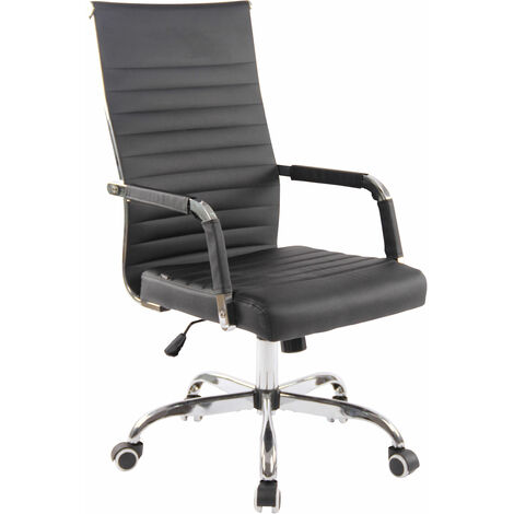 Chaise de bureau Amadora avec hauteur réglable et Pied en métal Noir  Similicuir