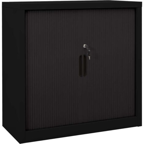 Vidaxl – Armoire à portes coulissantes en acier noir 90x40x90 cm – 2 étagères réglables – Espace de rangement sécurisé avec serrure