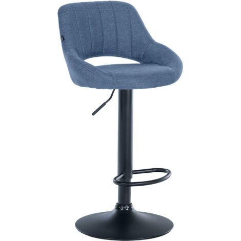 Tabouret de bar Milet en Tissu et Pied métal Bleu Noir (1/5)