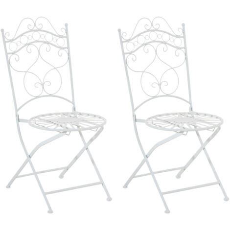 Lot de 2 Chaises de jardin pliables Indra en fer forgé Blanc