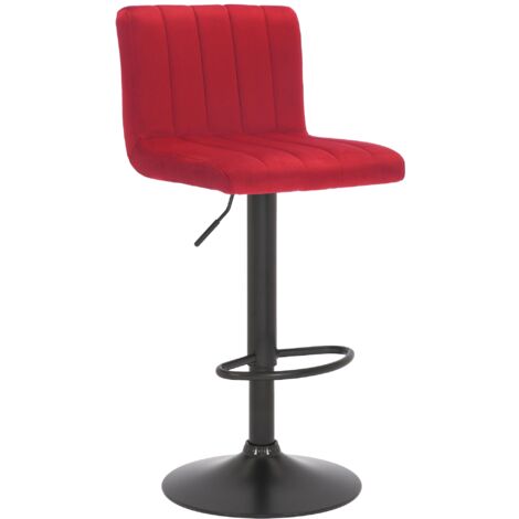 Tabouret de bar Jamie en Velours avec Piètement trompette en Métal Rouge (1/5)