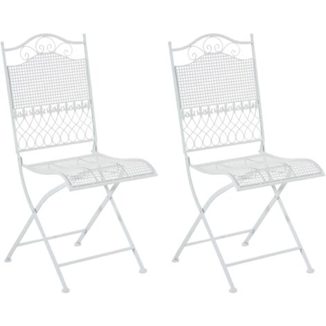 Lot de 2 chaises de jardin pliables Kiran en fer Blanc