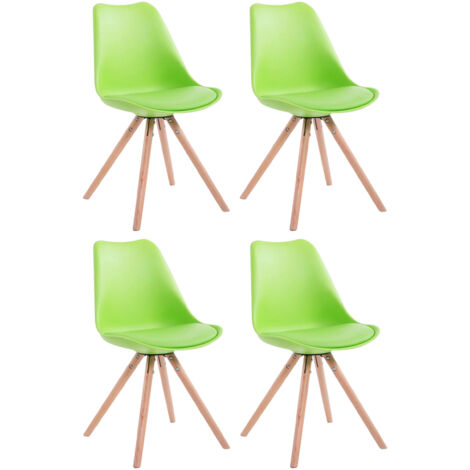 Lot de 4 Chaises de salle à manger Toulouse Similicuir Pieds ronds bois Vert Nature (1/3)
