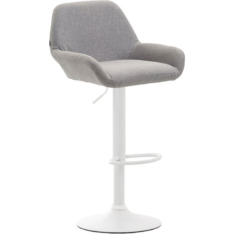 Tabouret de bar Braga tissu avec pied en métal Gris Blanc