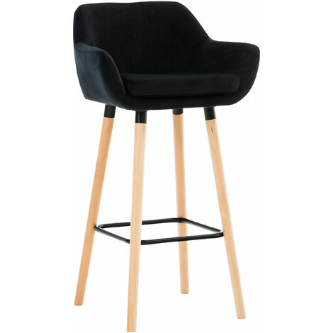 CLP – Tabouret de bar en velours noir – Hauteur d'assise 79 cm – Design ergonomique avec accoudoirs rembourrés – Capacité 150 kg