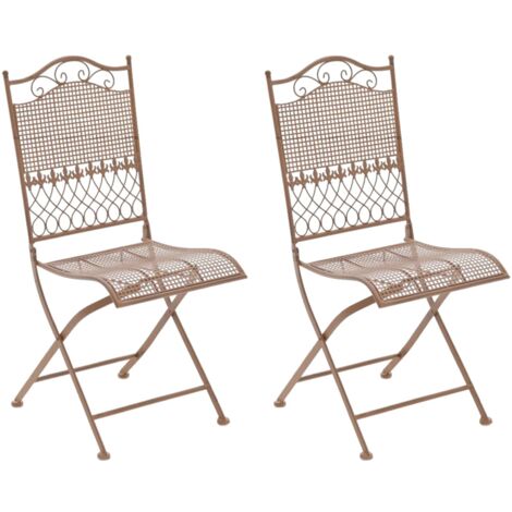 Lot de 2 chaises de jardin pliables Kiran en fer Marron antique (1/5)