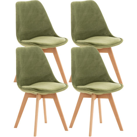 Lot de 4 chaises de salle à manger Linares Vert clair Velours