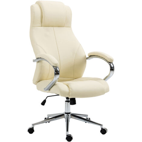 Chaise de bureau exclusive avec une apparence moderne en cuir réel en différentes couleurs colore : Crème