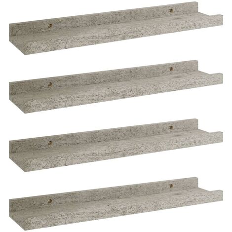 Étagères murales 4 pcs Gris béton 40x9x3 cm
