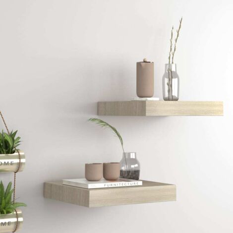 Étagères murales flottantes 2 pcs chêne 23x23,5x3,8 cm MDF vidaXL